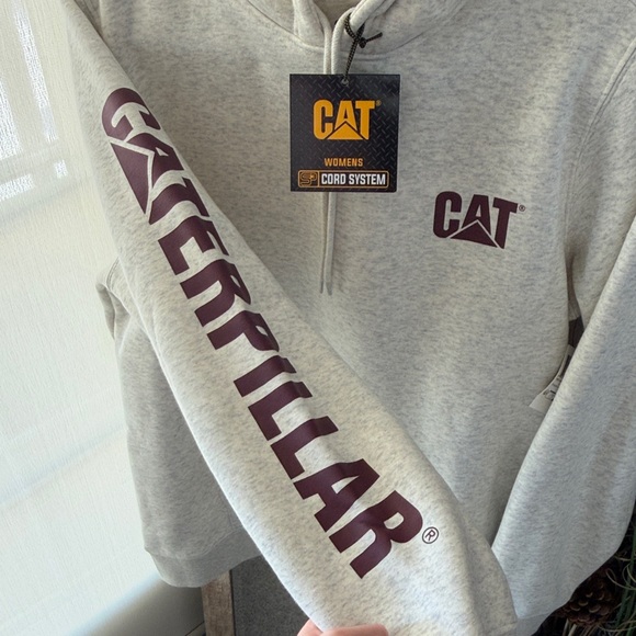 CAT Women's Light Gray Crewneck Hoodie with Maroon Logo - Picture 6 of 8
